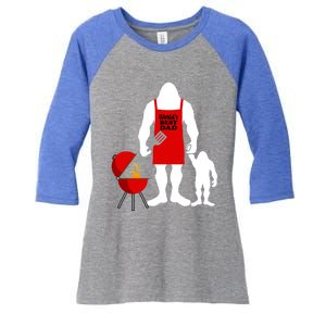 Barbecue Fathers Day Gift Bbq Bigfoot Worlds Best Dad Gift Women's Tri-Blend 3/4-Sleeve Raglan Shirt