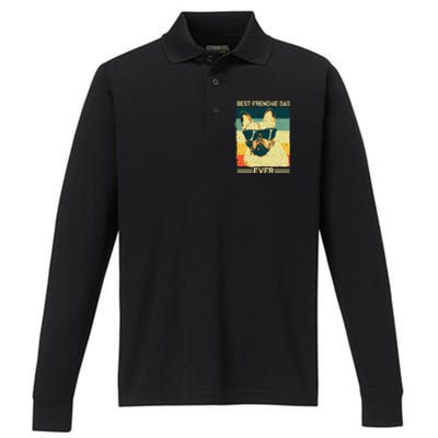 Best Frenchie Dad Design Father French Bulldog Lovers Performance Long Sleeve Polo