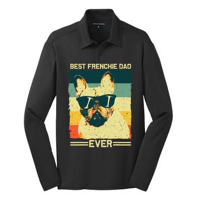 Best Frenchie Dad Design Father French Bulldog Lovers Silk Touch Performance Long Sleeve Polo