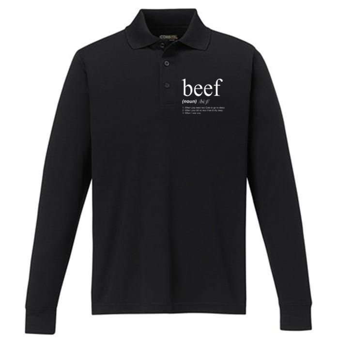 Beef Funny Definition Performance Long Sleeve Polo