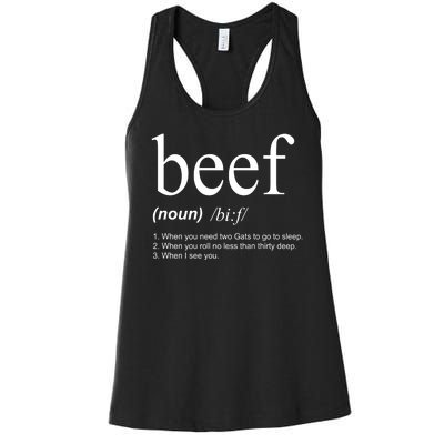 Beef Funny Definition Women's Racerback Tank