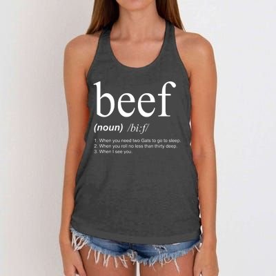 Beef Funny Definition Women's Knotted Racerback Tank