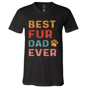 Best Fur Dad Ever Funny Sayings Fathers Day Dog Lovers V-Neck T-Shirt