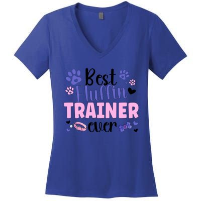 Best Fluffin' Dog Trainer Ever Dog Training Gift Women's V-Neck T-Shirt