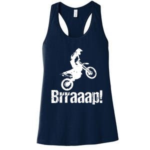 Brraaap Funny Dirt Bike Motocross For Riders Women's Racerback Tank