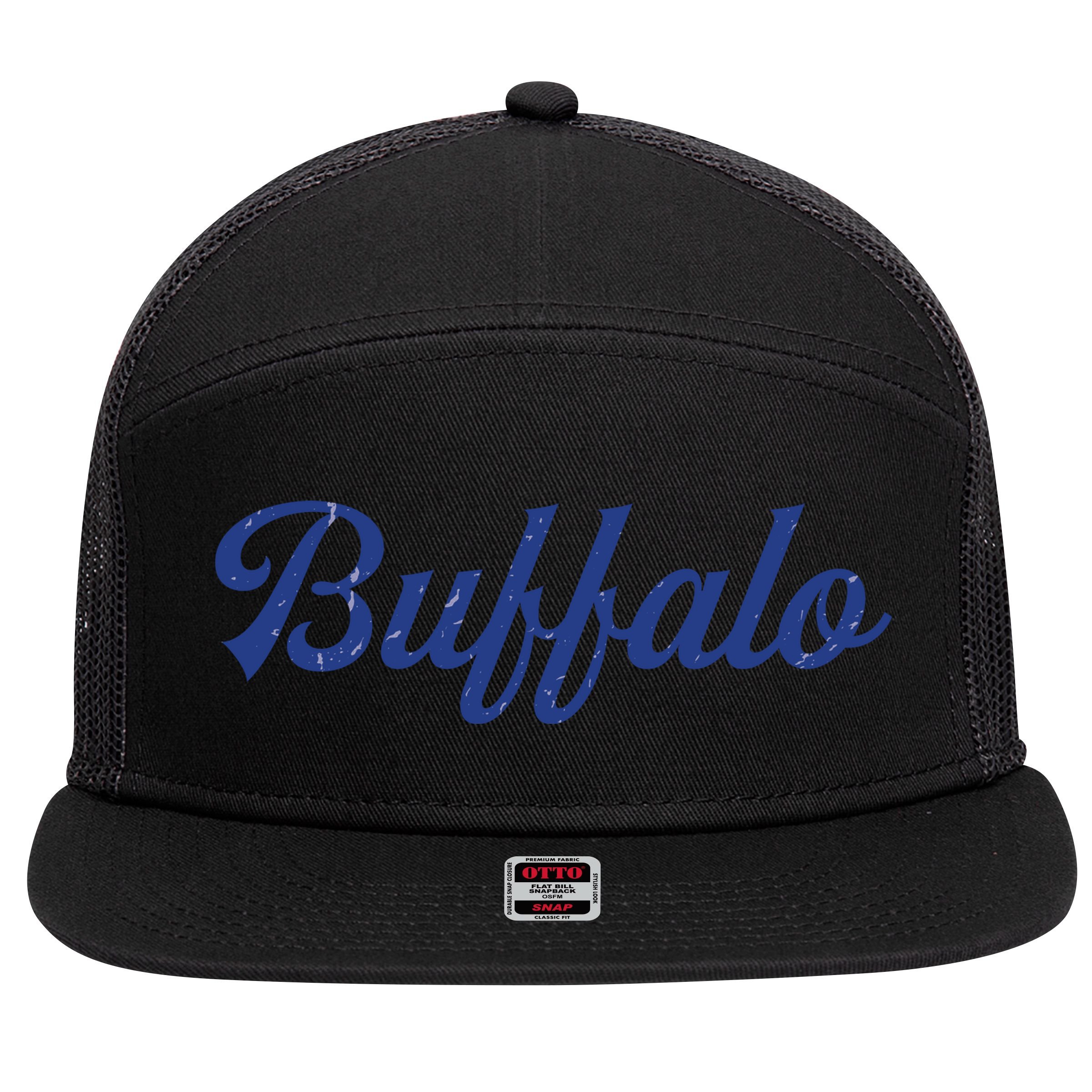 Buffalo Football Distressed 7 Panel Mesh Trucker Snapback Hat