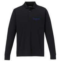 Buffalo Football Distressed Performance Long Sleeve Polo