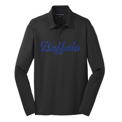 Buffalo Football Distressed Silk Touch Performance Long Sleeve Polo