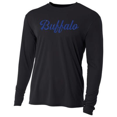 Buffalo Football Distressed Cooling Performance Long Sleeve Crew