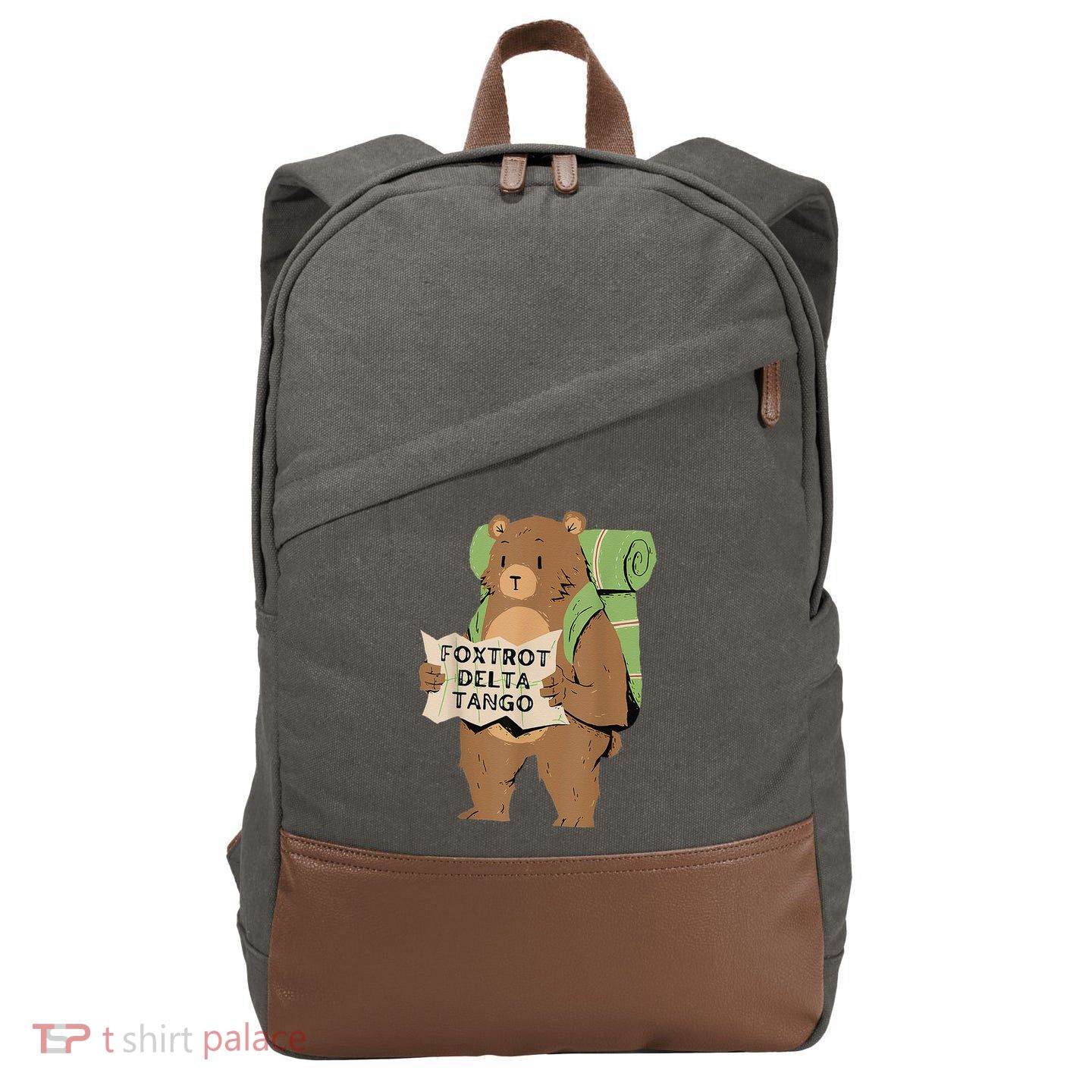 Bear Foxtrots Deltas Tangos Cotton Canvas Backpack
