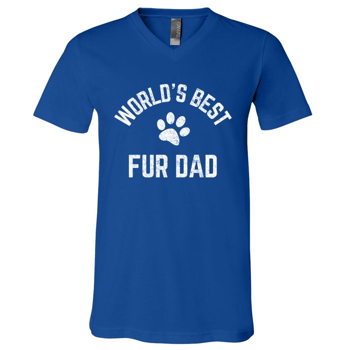 Best Fur Dad Ever Vintage Retro Dog And Cat Daddy Gift V-Neck T-Shirt