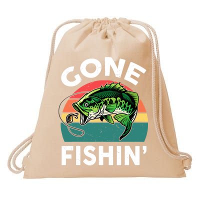 Bass Fish Dad Gone Fishing-Shirt Boy Wo Papa Funny Drawstring Bag