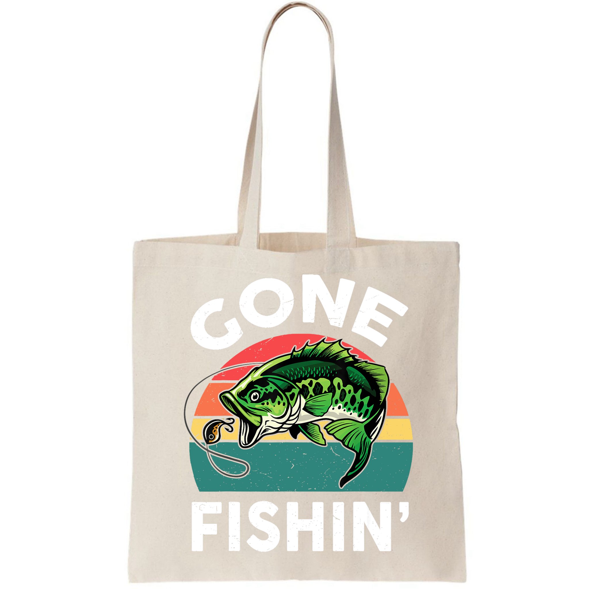 Bass Fish Dad Gone Fishing-Shirt Boy Wo Papa Funny Bag