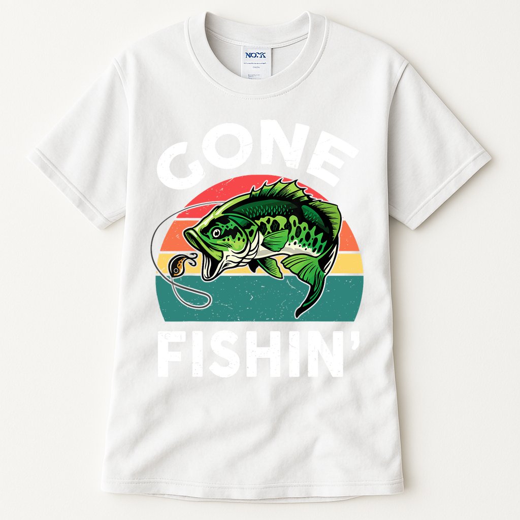 Bass Fish Dad Gone Fishing-Shirt Boy Wo Papa Funny Tall T-Shirt