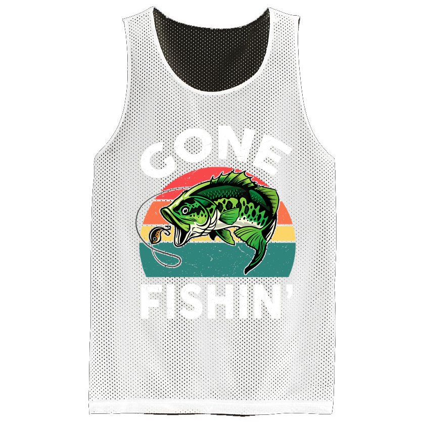 Bass Fish Dad Gone Fishing-Shirt Boy Wo Papa Funny Mesh Reversible Basketball Jersey Tank
