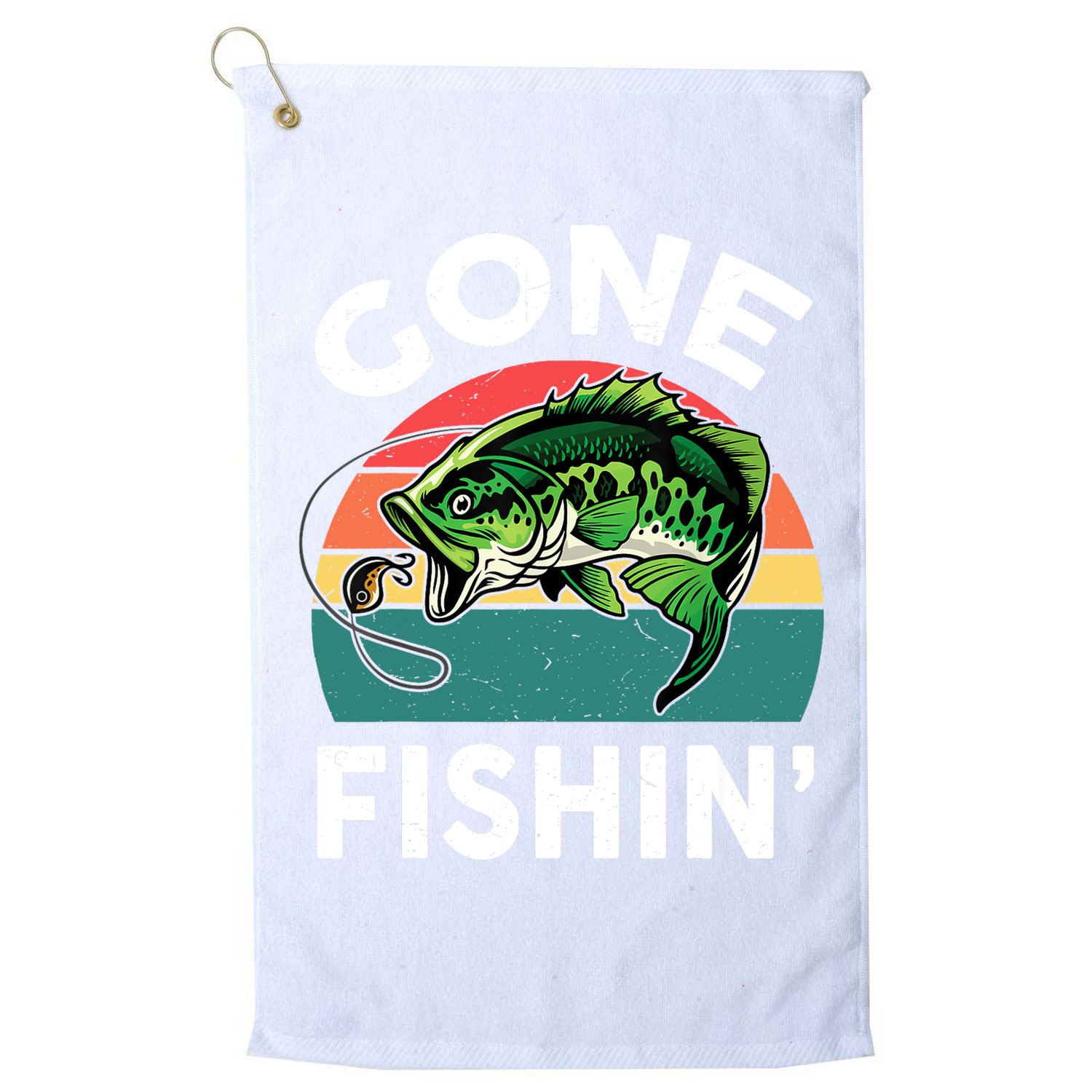 Bass Fish Dad Gone Fishing-Shirt Boy Wo Papa Funny Golf Towel