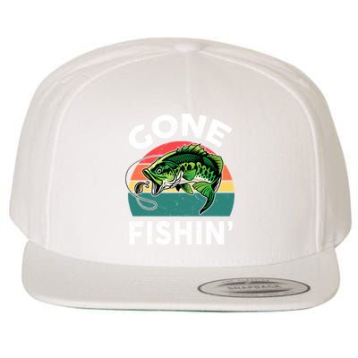 Bass Fish Dad Gone Fishing-Shirt Boy Wo Papa Funny Wool Snapback Cap