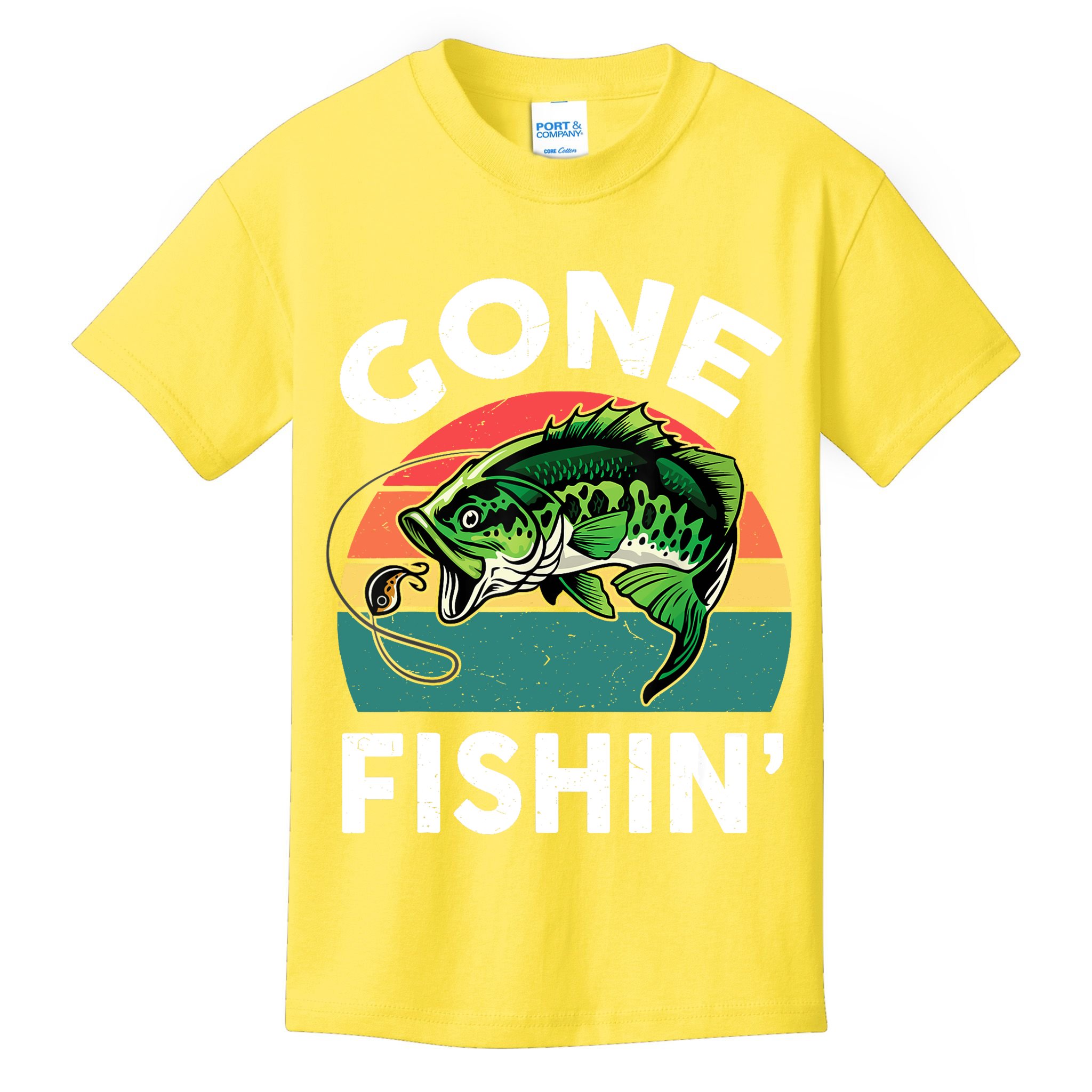 Bass Fish Dad Gone Fishing-Shirt Boy Wo Papa Funny Kids T-Shirt
