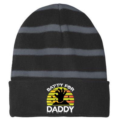 Batty For Daddy Striped Beanie with Solid Band