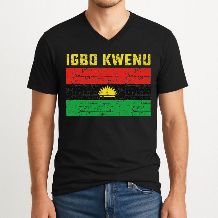 Biafran Flag Design V-Neck T-Shirt