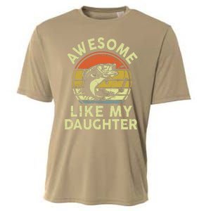 Bass Fish Dad Awesome Like My Daughter Funny Papa Fishing Cooling Performance Crew T-Shirt