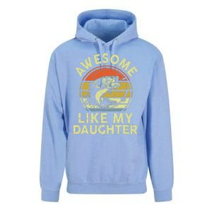 Bass Fish Dad Awesome Like My Daughter Funny Papa Fishing Unisex Surf Hoodie