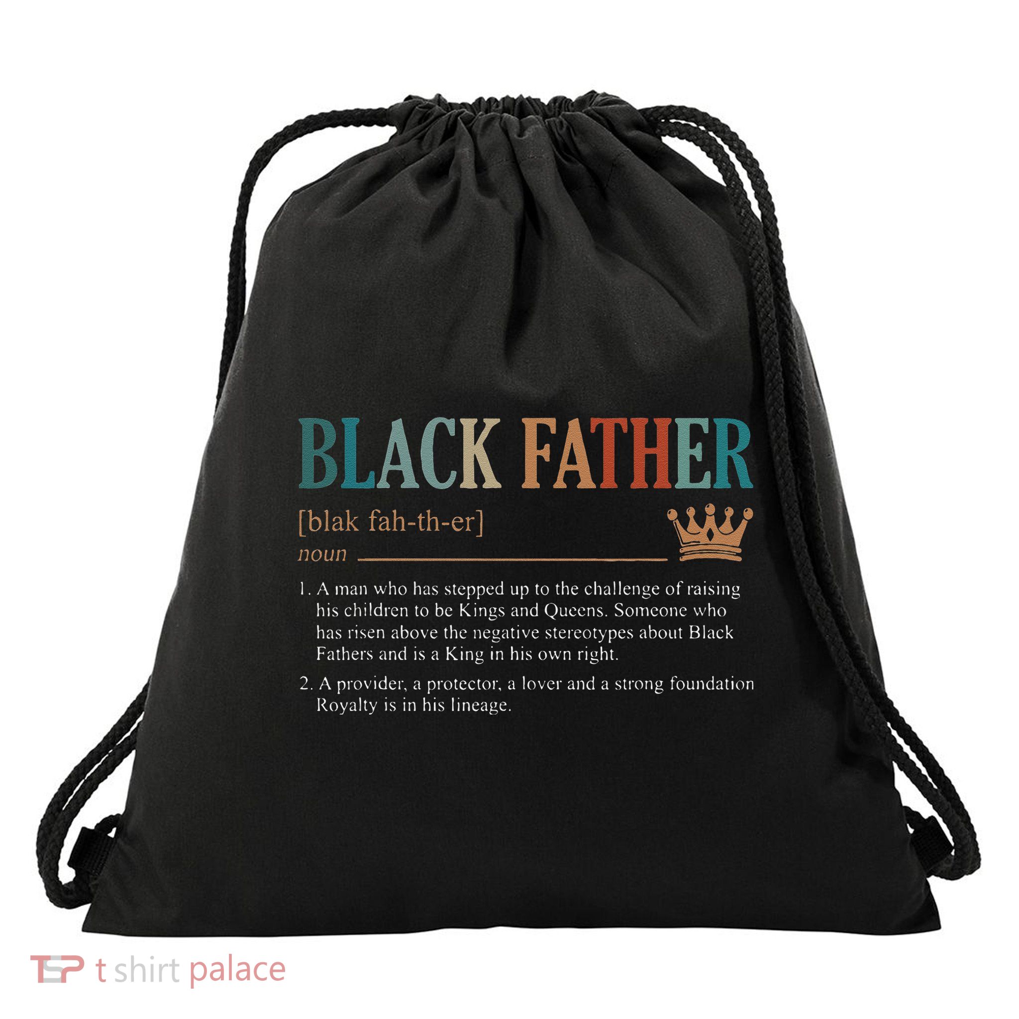 Black Father Definition Fathers Day Drawstring Bag