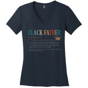 Black Father Definition Fathers Day Women's V-Neck T-Shirt