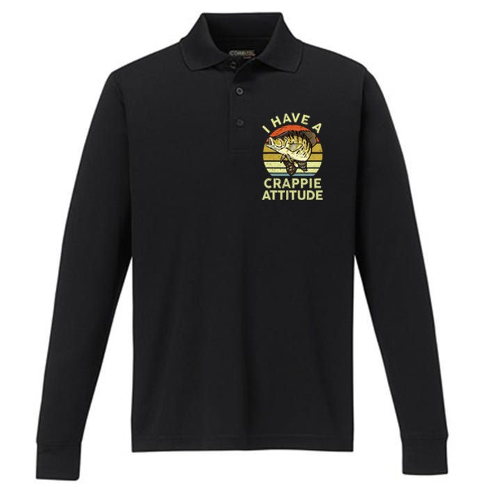 Bass Fish Dad I Have A Crappie Attitude Performance Long Sleeve Polo