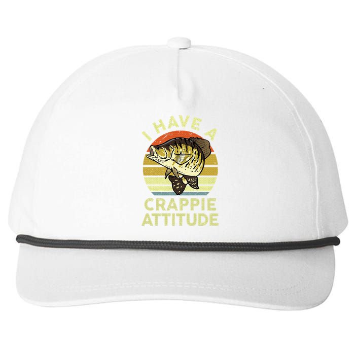 Bass Fish Dad I Have A Crappie Attitude Snapback Five-Panel Rope Hat