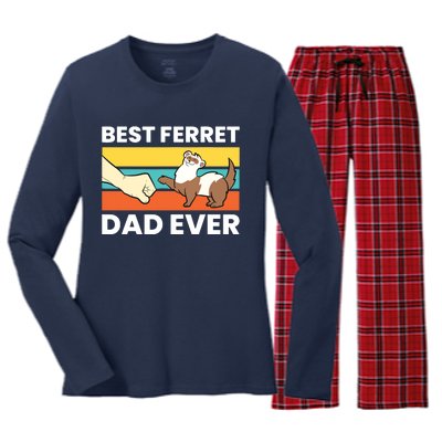 Best Ferret Dad Ever Women's Long Sleeve Flannel Pajama Set 