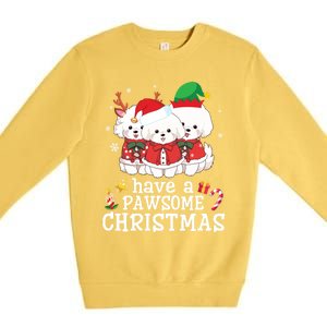 Bichon Frise Dogs Merry Day Mom Dad Have A Pawsome Christmas Cute Gift Premium Crewneck Sweatshirt