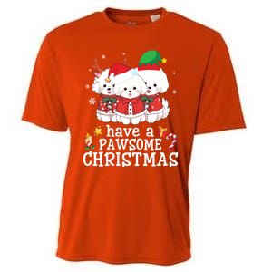 Bichon Frise Dogs Merry Day Mom Dad Have A Pawsome Christmas Cute Gift Cooling Performance Crew T-Shirt