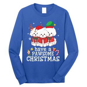 Bichon Frise Dogs Merry Day Mom Dad Have A Pawsome Christmas Cute Gift Long Sleeve Shirt