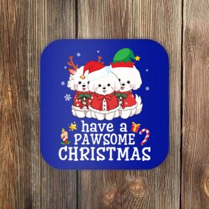 Bichon Frise Dogs Merry Day Mom Dad Have A Pawsome Christmas Cute Gift Coaster