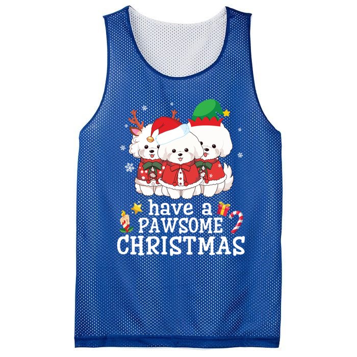 Bichon Frise Dogs Merry Day Mom Dad Have A Pawsome Christmas Cute Gift Mesh Reversible Basketball Jersey Tank