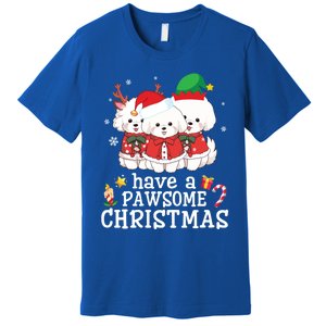 Bichon Frise Dogs Merry Day Mom Dad Have A Pawsome Christmas Cute Gift Premium T-Shirt