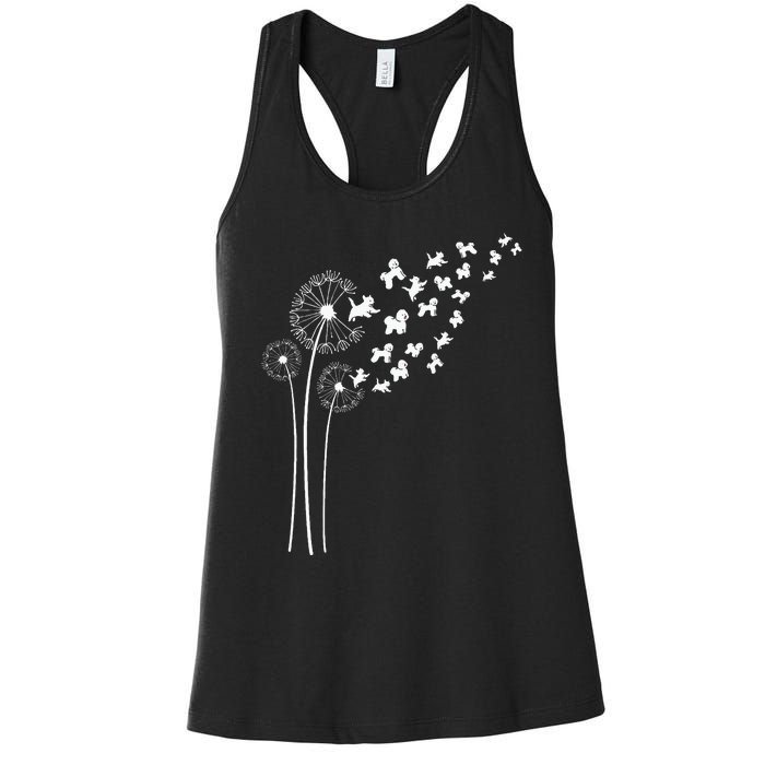 Bichon Frise Dandelion Flower For Dandelions And Dog Lover Women's Racerback Tank