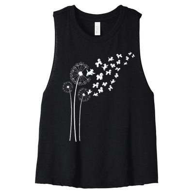 Bichon Frise Dandelion Flower For Dandelions And Dog Lover Women's Racerback Cropped Tank