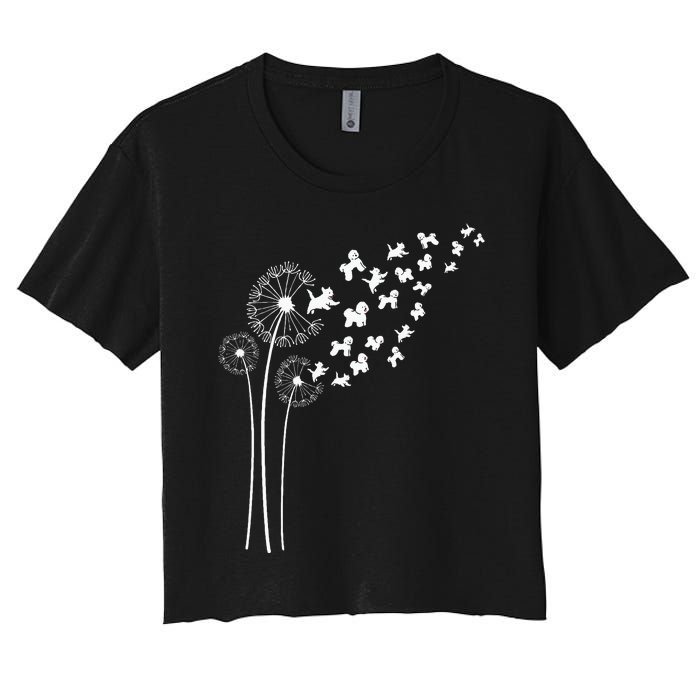 Bichon Frise Dandelion Flower For Dandelions And Dog Lover Women's Crop Top Tee