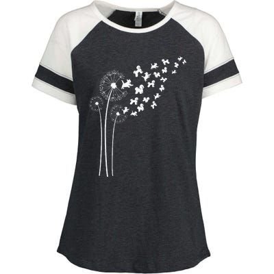 Bichon Frise Dandelion Flower For Dandelions And Dog Lover Enza Ladies Jersey Colorblock Tee