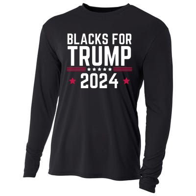 Blacks For Donald Trump 2024 Presidential Election Republican Cooling Performance Long Sleeve Crew