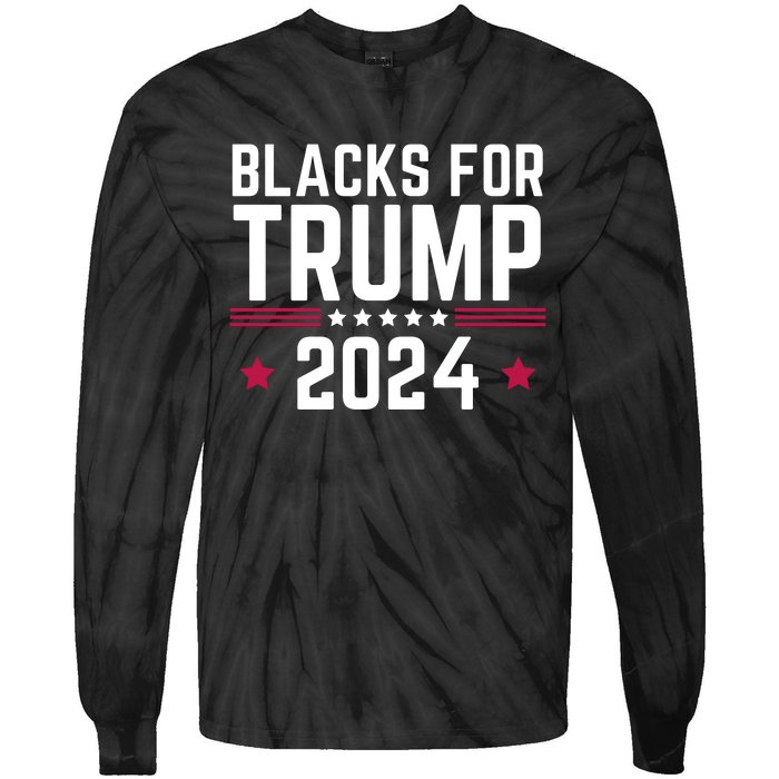 Blacks For Donald Trump 2024 Presidential Election Republican Tie-Dye Long Sleeve Shirt