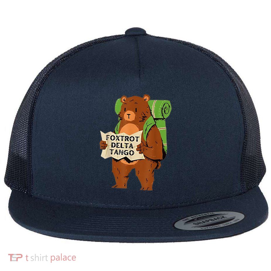 Bear Foxtrots Deltas Tango Camping Flat Bill Trucker Hat
