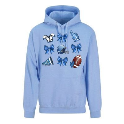 Blue Football Design Cheer Football Coquette Bows Retro Football Unisex Surf Hoodie