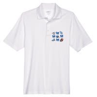 Blue Football Design Cheer Football Coquette Bows Retro Football Men's Origin Performance Pique Polo