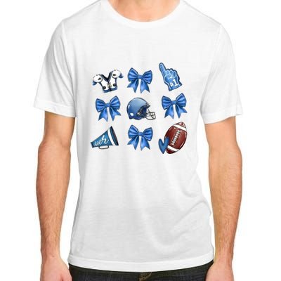 Blue Football Design Cheer Football Coquette Bows Retro Football Adult ChromaSoft Performance T-Shirt