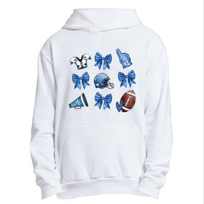 Blue Football Design Cheer Football Coquette Bows Retro Football Urban Pullover Hoodie