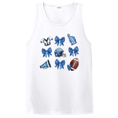 Blue Football Design Cheer Football Coquette Bows Retro Football PosiCharge Competitor Tank