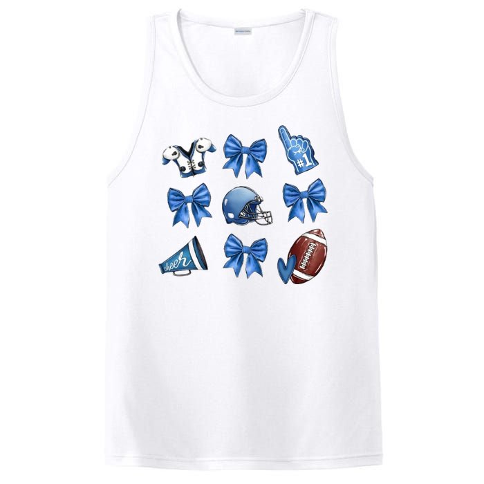 Blue Football Design Cheer Football Coquette Bows Retro Football PosiCharge Competitor Tank